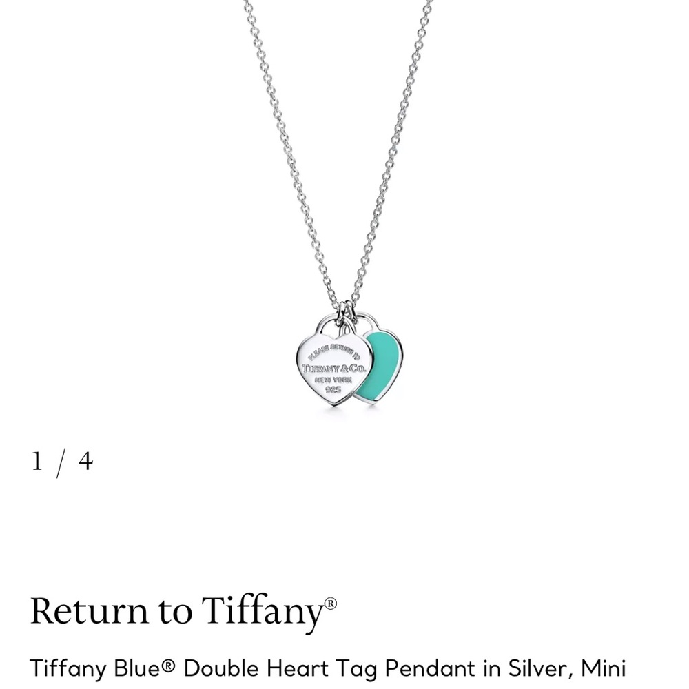 Tiffany & Co. Silver and Blue Double Heart Necklace